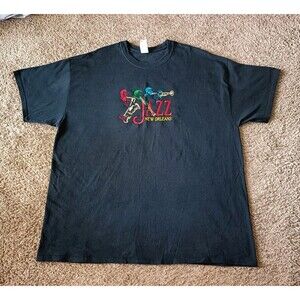 Vintage New Orleans Jazz Fest T-shirt Men's 2XL Embroidered Graphic Blue Shirt